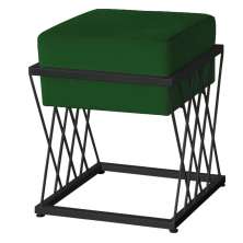 Puff Decorativo Tróia Base Preta Veludo Verde - Montanaris Decor