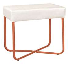 Puff Decorativo Unna Base Bronze Veludo Bege  - Montanaris Decor