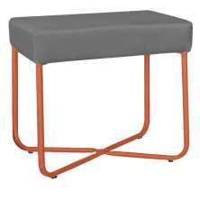 Puff Decorativo Unna Base Bronze Veludo Cinza  - Montanaris Decor