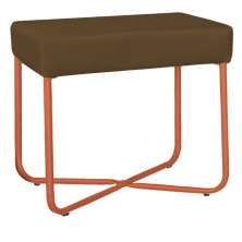 Puff Decorativo Unna Base Bronze Veludo Marrom - Montanaris Decor