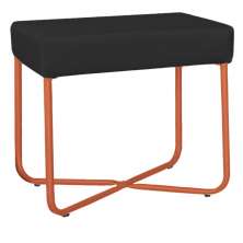 Puff Decorativo Unna Base Bronze Veludo Preto  - Montanaris Decor