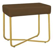 Puff Decorativo Unna Base Gold Veludo Marrom - Montanaris Decor