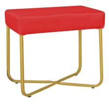 Puff Decorativo Unna Base Gold Veludo Vermelho - Montanaris Decor