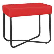 Puff Decorativo Unna Base Preto Veludo Vermelho - Montanaris Decor
