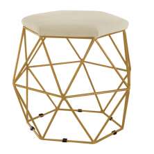Puff Decorativo para Sala de Estar Luana Veludo Bege - Montanaris Decor