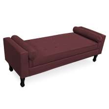 Recamier Baú Namoradeira 120cm Felix Suede Bordô - Montanaris Decor