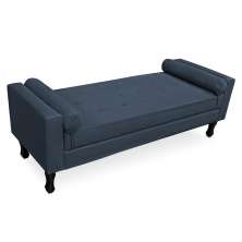 Recamier Baú Namoradeira 90cm Felix Suede Azul Marinho - Montanaris Decor