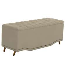 Recamier Calçadeira Baú Belize Casal 140cm Veludo Bege - Montanaris Decor