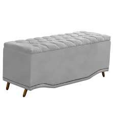 Recamier Calçadeira Baú Belize Casal 140cm Veludo Cinza - Montanaris Decor