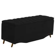Recamier Calçadeira Baú Belize Casal 140cm Veludo Preto - Montanaris Decor