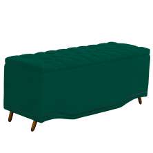 Recamier Calçadeira Baú Belize Casal 140cm Veludo Verde - Montanaris Decor
