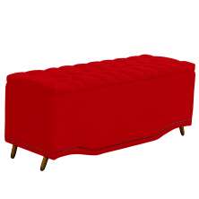 Recamier Calçadeira Baú Belize Solteiro 90cm Veludo Vermelho - Montanaris Decor