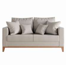 Sofá 2 Lugares Decorativo 1,80cm Beni Base Madeira Linho Bege - Montanaris Decor