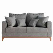 Sofá 2 Lugares Decorativo 1,80cm Beni Base Madeira Linho Cinza - Montanaris Decor