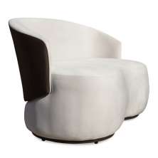 Sofá Namoradeira 2 Lugares Decorativa Lara Veludo Bege/PU Marrom - Montanaris Decor