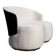 Sofá Namoradeira 2 Lugares Decorativa Lara Veludo Bege/PU Preto - Montanaris Decor