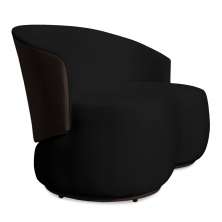 Sofá Namoradeira 2 Lugares Decorativa Lara Veludo Preto/PU Marrom - Montanaris Decor