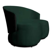 Sofá Namoradeira 2 Lugares Decorativa Lara Veludo Verde/PU Preto - Montanaris Decor