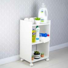 Armário Organizador Multiuso para Lavanderia Branco com Rodízio 40cm