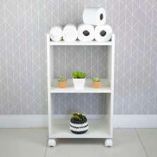Nicho Organizador Móvel Multiuso Branco para Banheiro com Rodízio 40cm