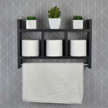 Nicho Porta Toalha Preto para Banheiro 45 x 30cm