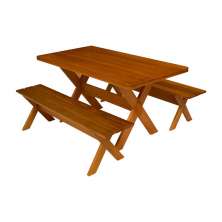 Conjunto Mesa Rústica 2m 2 Bancos e 2 Cadeiras Madeira Maciça Eucalipto