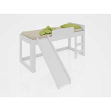 Cama Infantil com Cortina e Escorregador 90 playground Branco