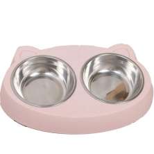 Comedouro Tigela Dupla com Tigela Removível 26x17cm Rosa