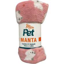 Manta Pet Microfibra 100% Poliéster 70x100cm Cachorrinho Rosa