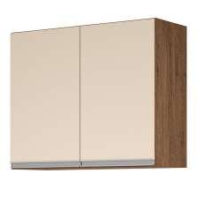 ARMARIO AEREO 2 PORTAS MILLA CASTANHO OFF WHITE PUXADOR ALUMINIO
