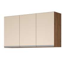 ARMARIO AEREO 3 PORTAS MILLA CASTANHO OFF WHITE PUXADOR ALUMINIO