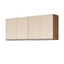 ARMARIO AEREO MODULADO 4 PORTAS MILLA CASTANHO OFF WHITE PUXADOR ALUMINIO