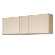ARMARIO AEREO MODULADO 5 PORTAS MILLA AMENDOA OFF WHITE PUXADOR ALUMINIO
