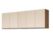 ARMARIO AEREO MODULADO 5 PORTAS MILLA CASTANHO OFF WHITE PUXADOR ALUMINIO