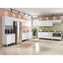 COZINHA MODULADA MILLA 11 PEÇAS BRANCO PUXADOR ALUMINIO