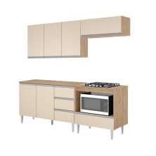 COZINHA MODULADA MILLA 4 PEÇAS AMENDOA OFF WHITE PUXADOR ALUMINIO