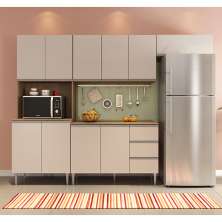 COZINHA MODULADA MILLA 4 PEÇAS AMENDOA OFF WHITE PUXADOR ALUMINIO II