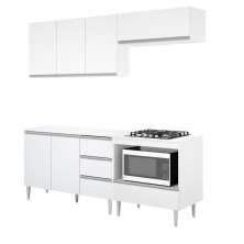 COZINHA MODULADA MILLA 4 PEÇAS BRANCO  PUXADOR ALUMINIO