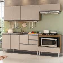 COZINHA MODULADA MILLA 5 PEÇAS AMENDOA OFF WHITE PUXADOR ALUMINIO II
