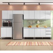 COZINHA MODULADA MILLA 6 PEÇAS BRANCO PUXADOR ALUMINIO