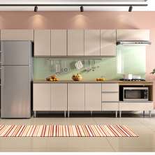 COZINHA MODULADA MILLA 7 PEÇAS AMENDOA OFF WHITE PUXADOR ALUMINIO