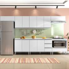 COZINHA MODULADA MILLA 7 PEÇAS BRANCO PUXADOR ALUMINIO