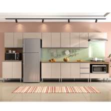 COZINHA MODULADA MILLA 8 PEÇAS AMENDOA OFF WHITE PUXADOR ALUMINIO