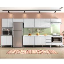 COZINHA MODULADA MILLA 8 PEÇAS BRANCO PUXADOR ALUMINIO