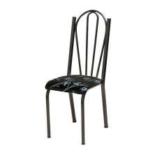 Cadeira Tubular Cromo Preto 021 Assento Preto Florido