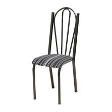 Cadeira Tubular Cromo Preto 021 Assento Preto Listrado