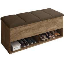 Calçadeira Bau Marry com Sapateira para cama Box de Casal Castanho Suede Marrom