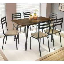 Conjunto De Mesa Lotus 136cm Preta Com 06 Cadeiras 118 Rattan