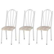 Kit 03 Cadeiras Tubular Branca 021 Assento Rattan