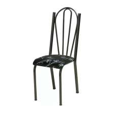 Kit 06 Cadeiras Tubular Cromo Preto 021 Assento Preto Florido